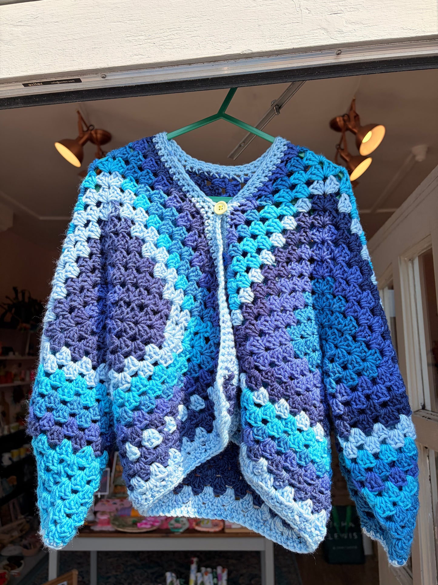 70s styled crochet cardigan