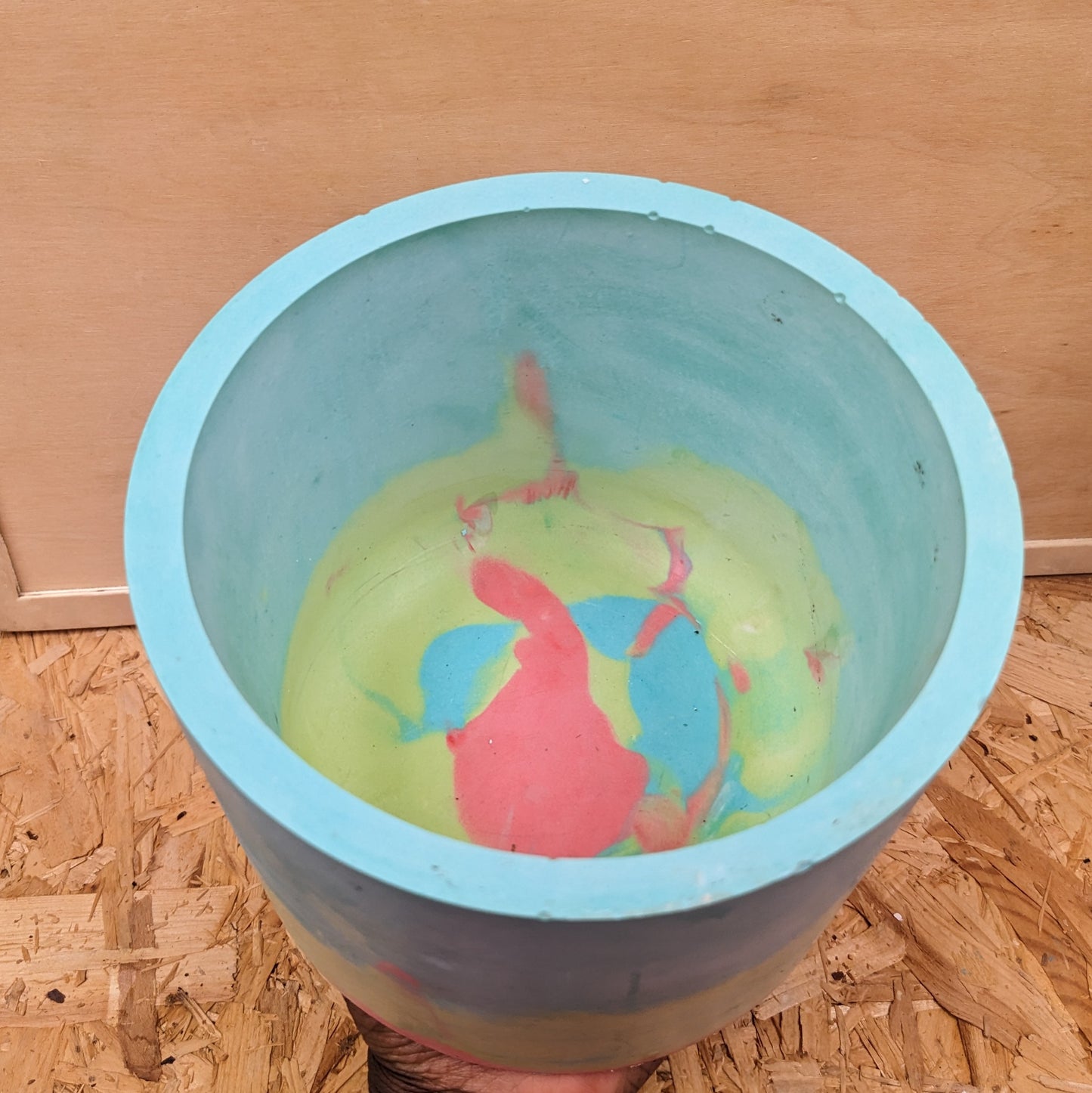 Large blue and yellow plant pot 15cm