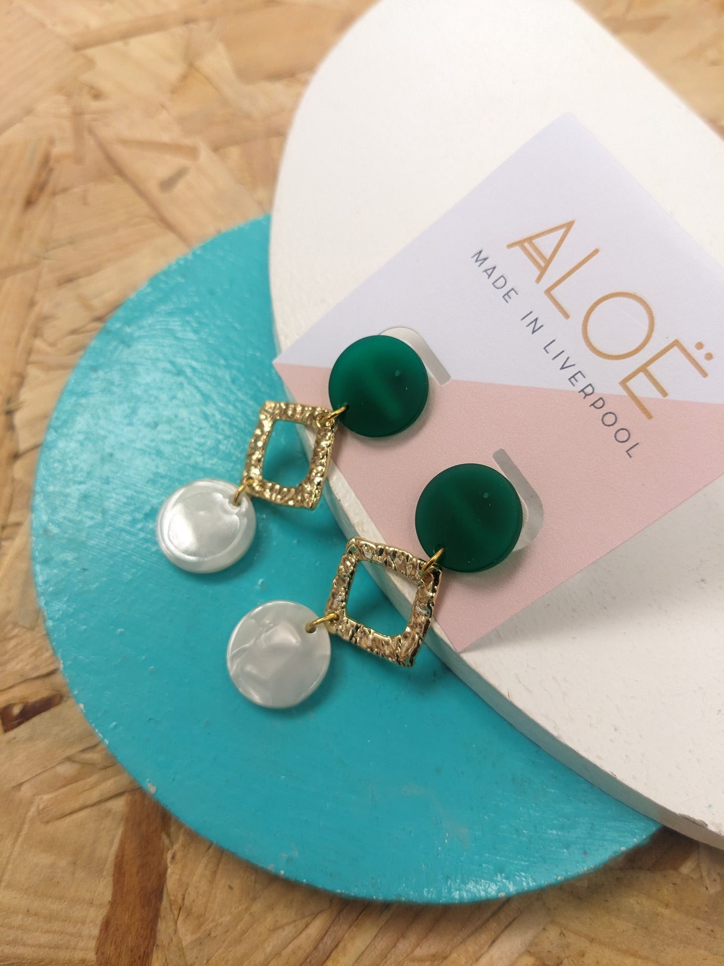 Emerald diamond drop earrings