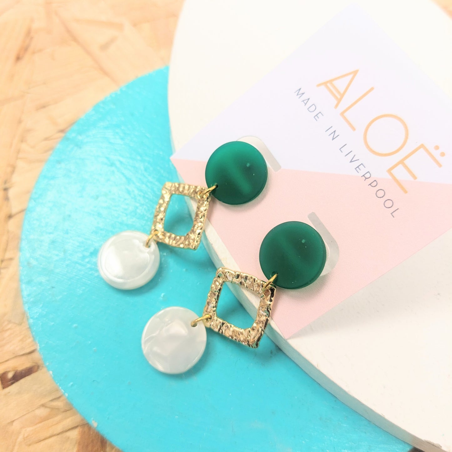 Emerald diamond drop earrings