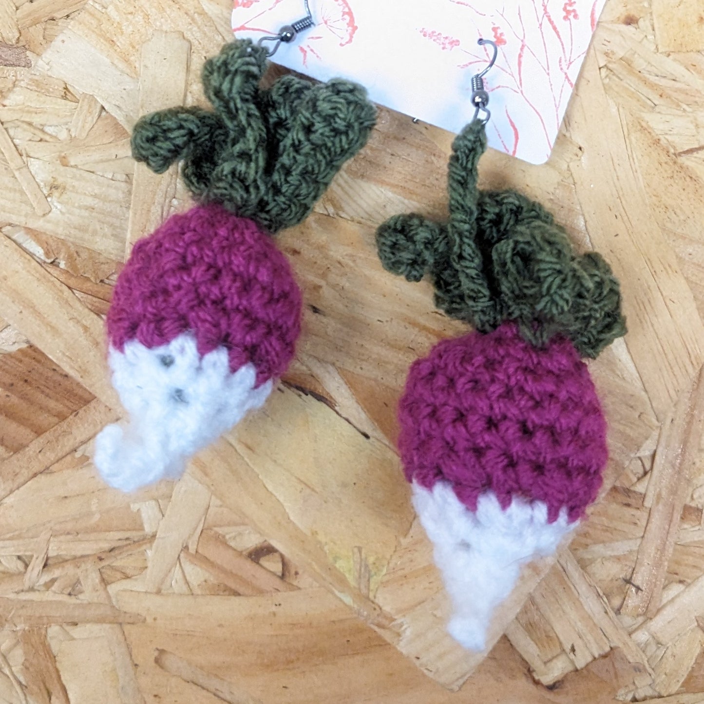 Crochet Radish earrings