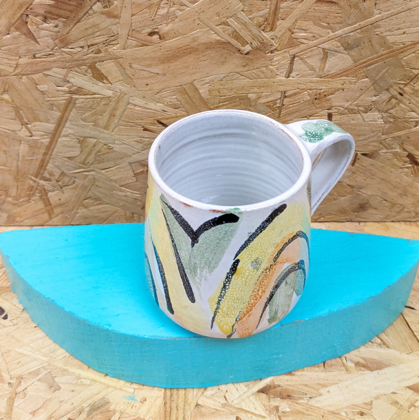 Yellow rainbow mug handmade in leeds