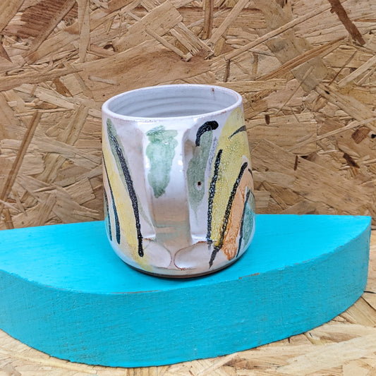 Yellow rainbow mug handmade in leeds