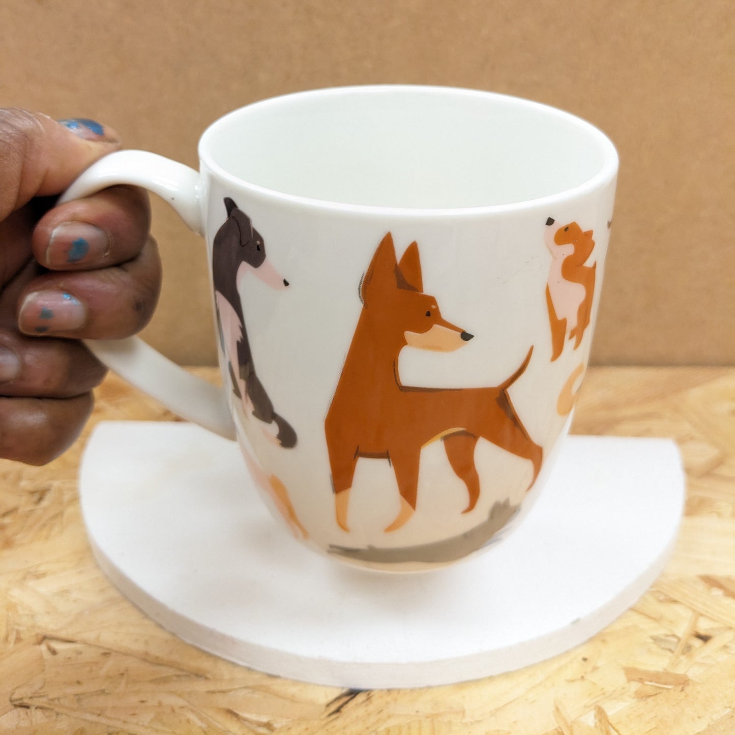 Doggo print ceramic mug with infuser and lid