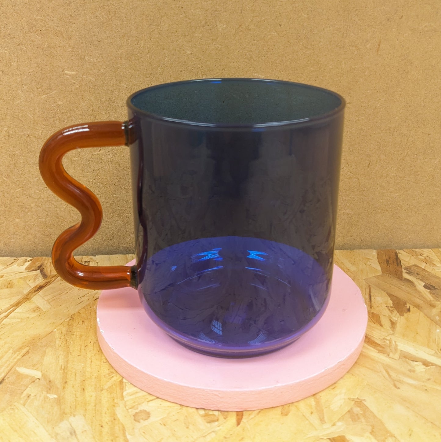 Wave glass mug in electric blue