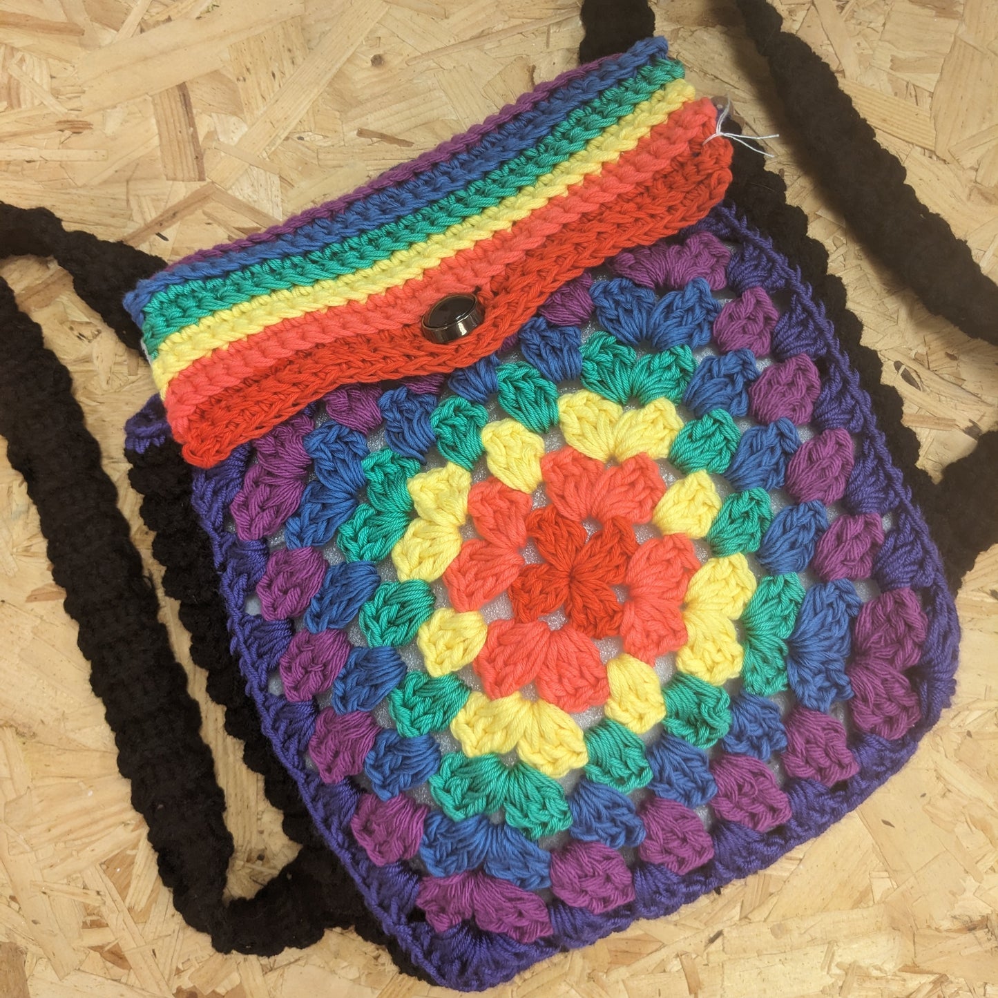 Crochet granny square backpack
