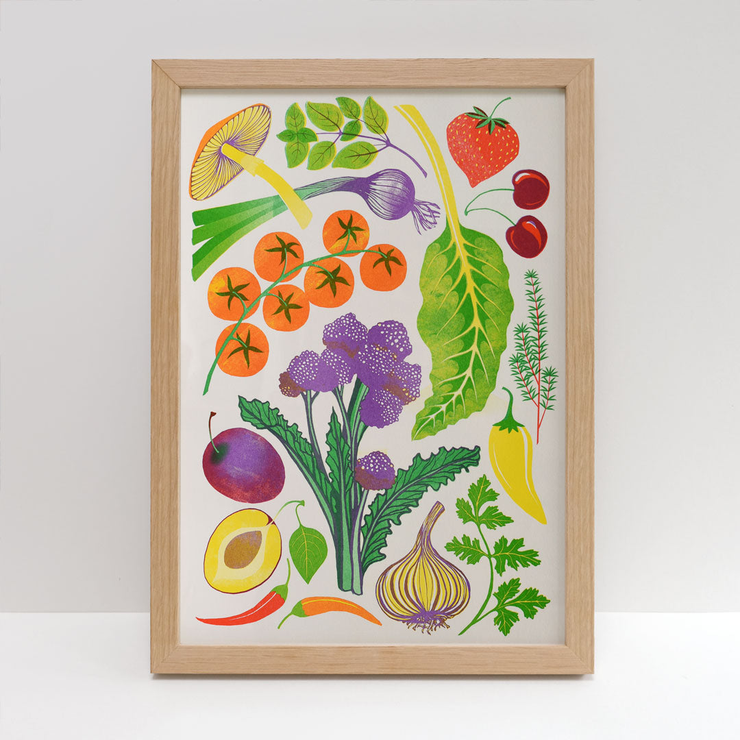 A3 Fruit & veg riso print