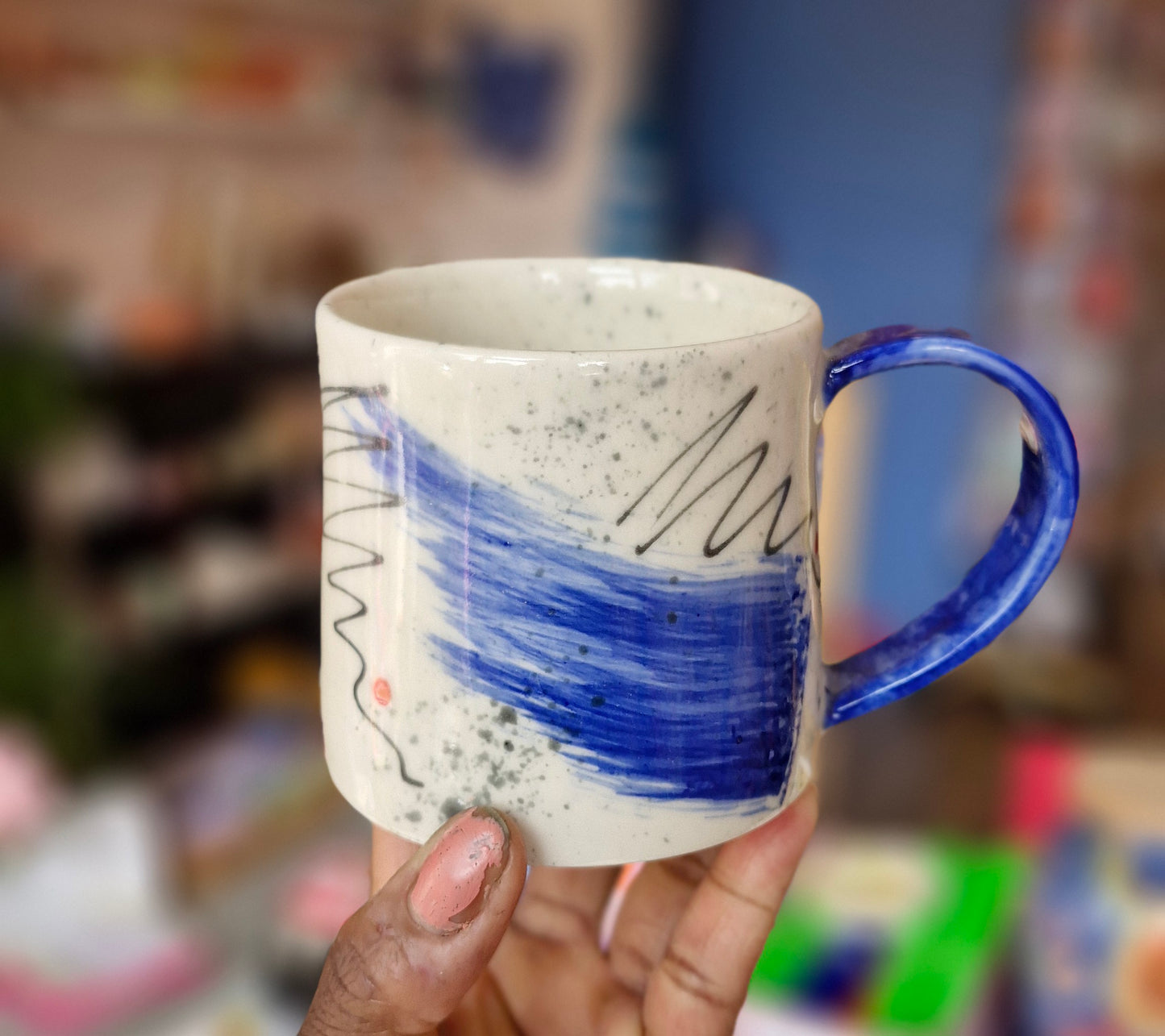 Graphic handmade ceramics mugs