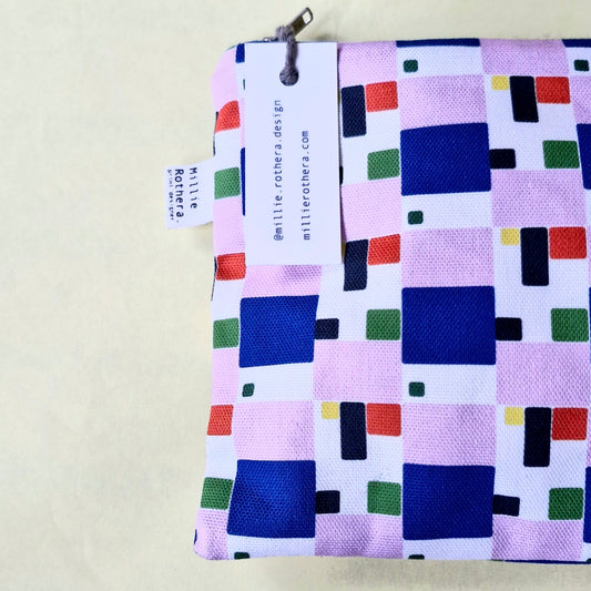 Mondrian inspired handmade pouch