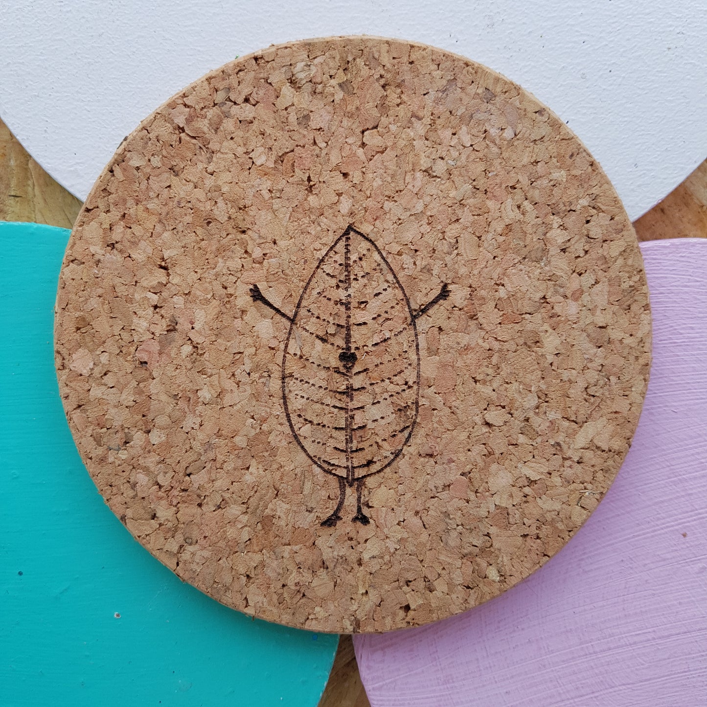 Jolly Leafy Pals Cork Coasters