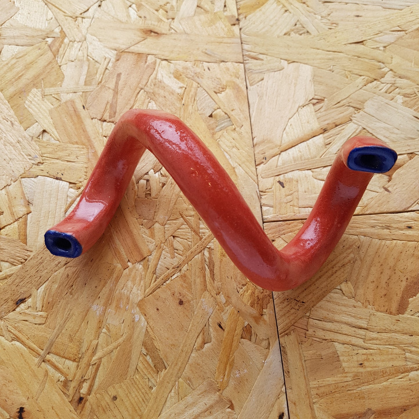 Red and Blue Twisty Coil Ceramic Ornament