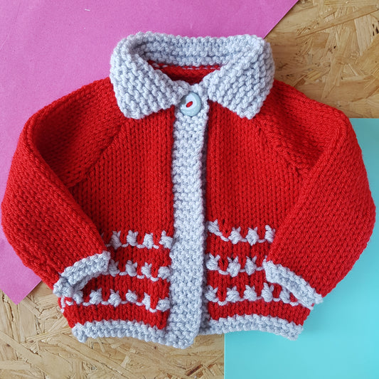 Red and Grey Knit Cardigans 6-12 months