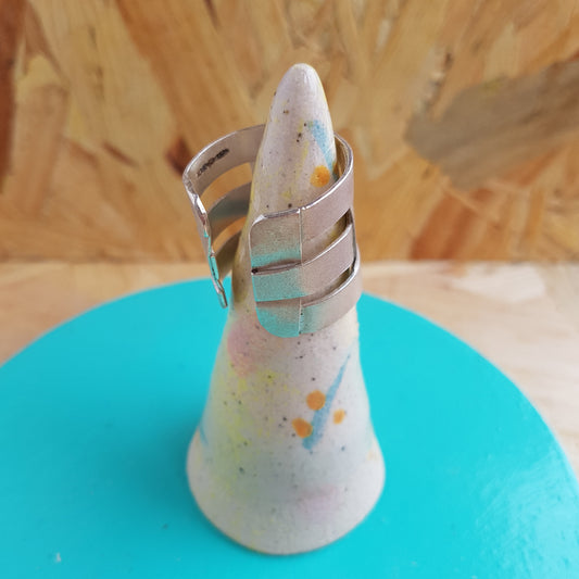 Silver Woven Finger Cuff Ring