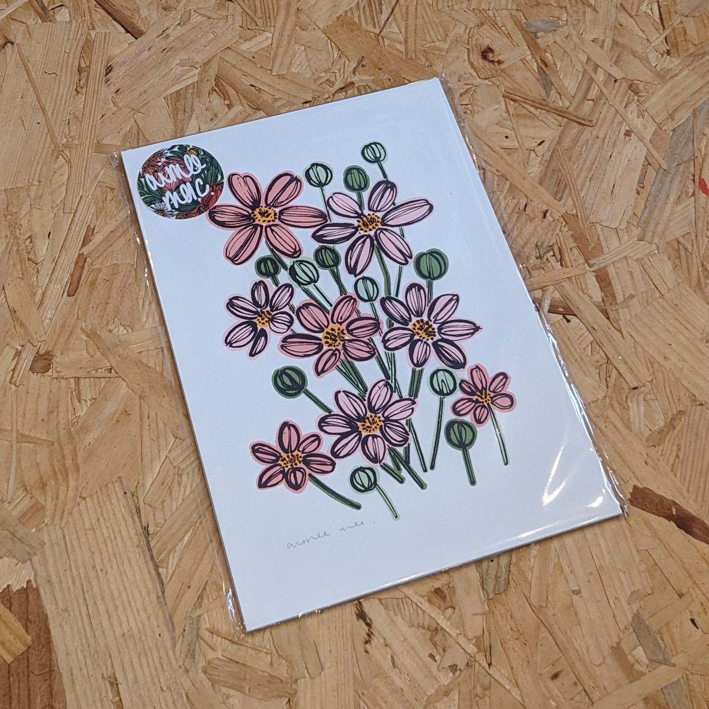 A5 Pink Posy Print