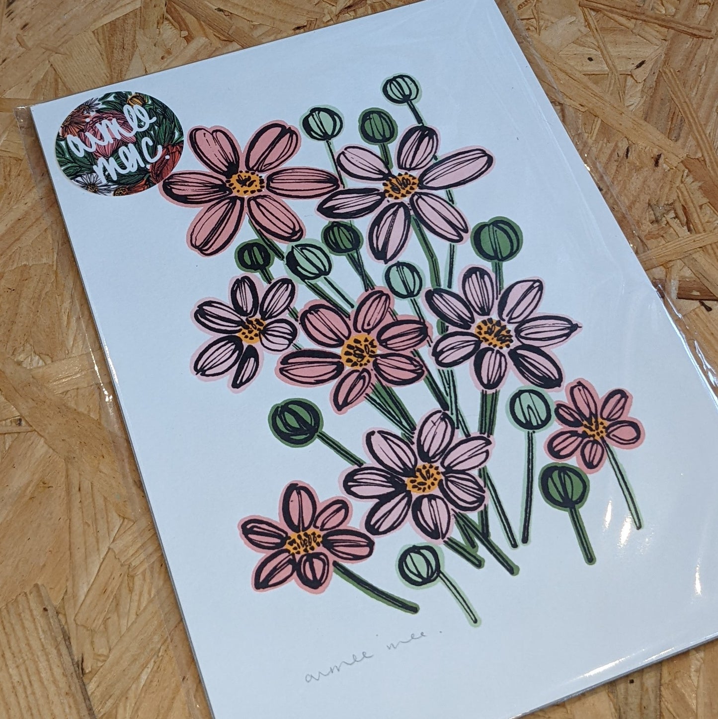 A5 Pink Posy Print