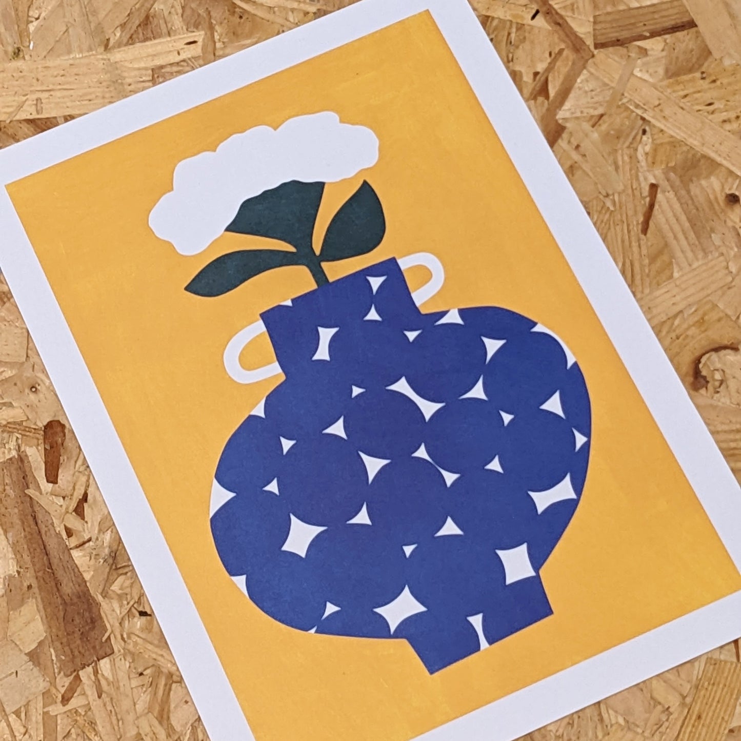 A4 Dotty Vase on yellow