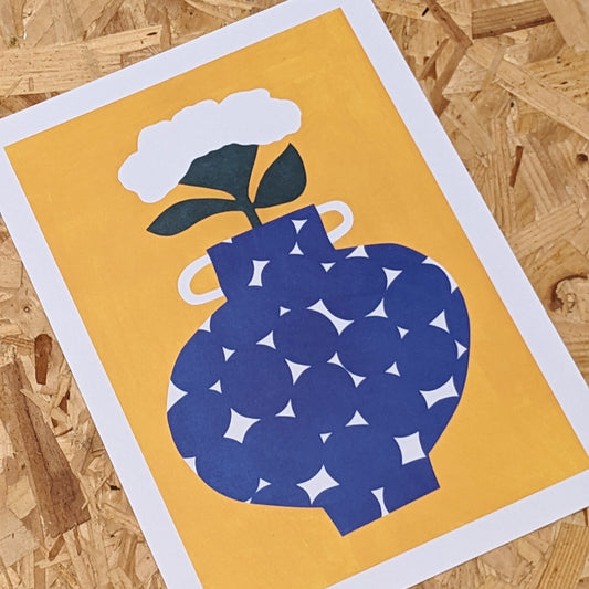 A4 Dotty Vase on yellow