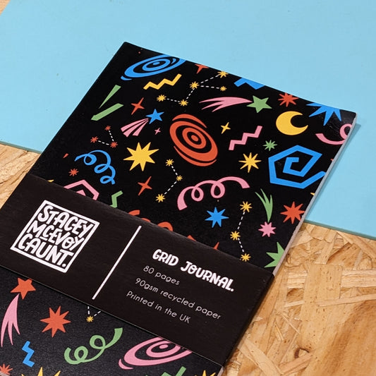 Firework print grid notebook