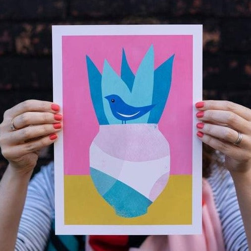 A4 Vase & Bird print