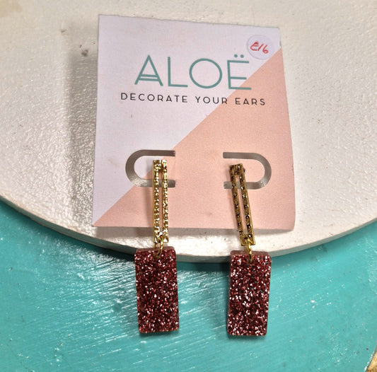 Glitter rectangle earrings