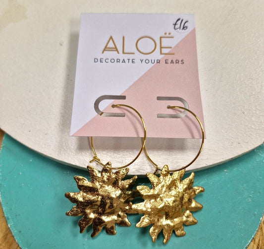 Gold sun earrings