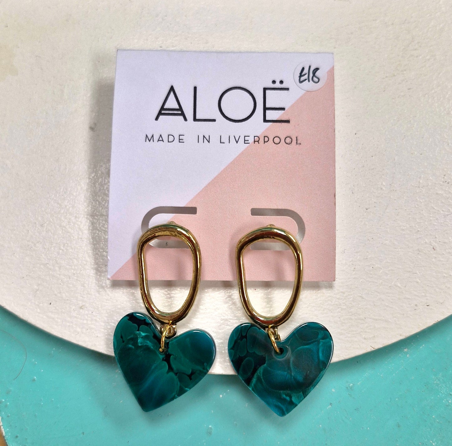 Emerald heart earrings