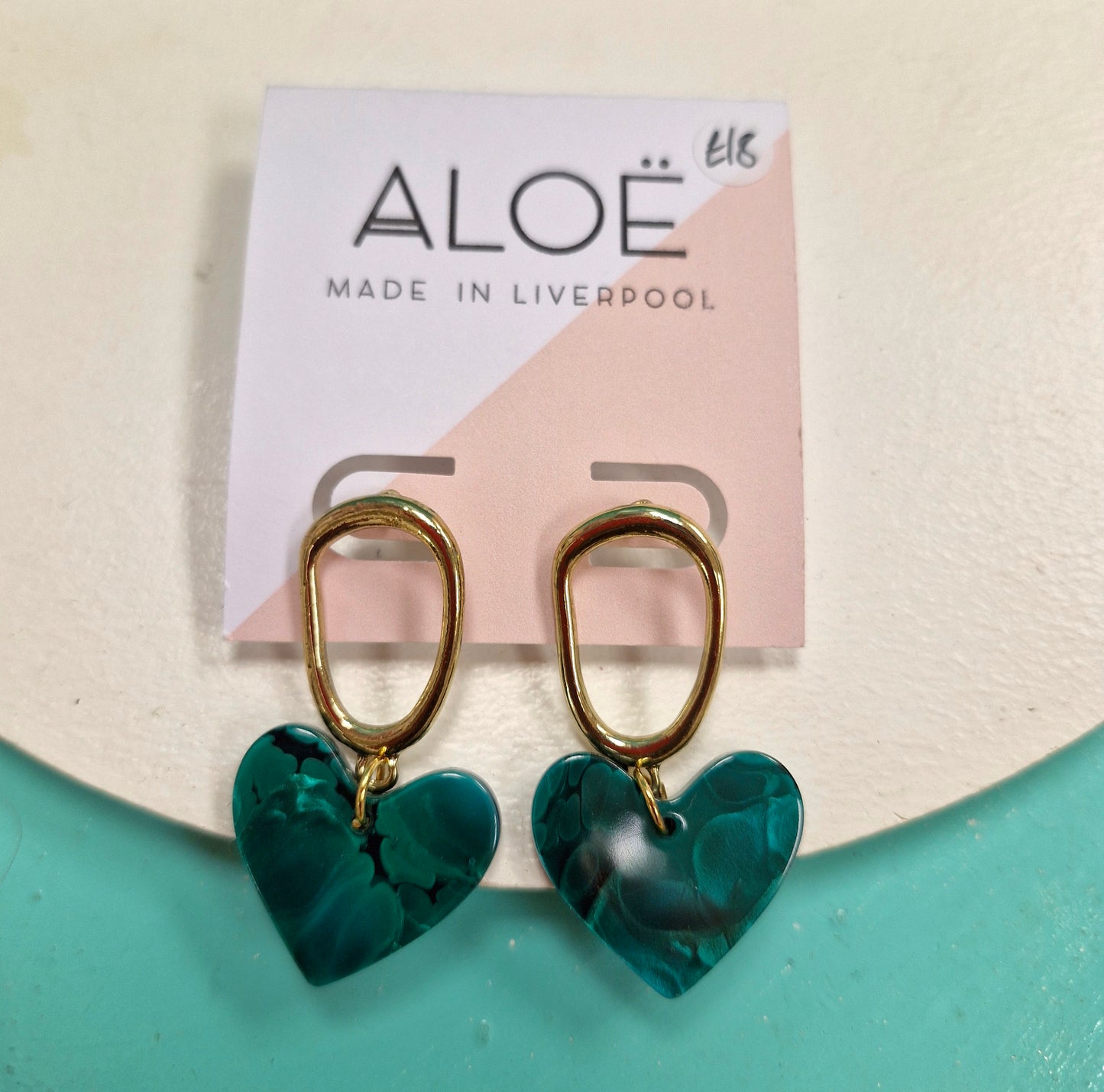 Emerald heart earrings