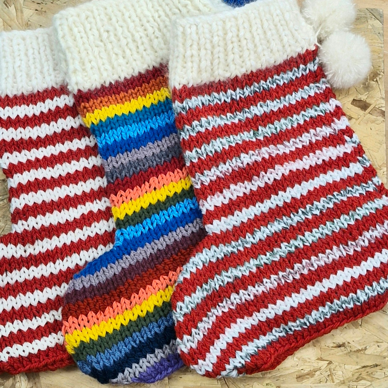 Hand knitted christmas stockings