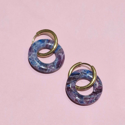 Purple quartz Double hoop earrings