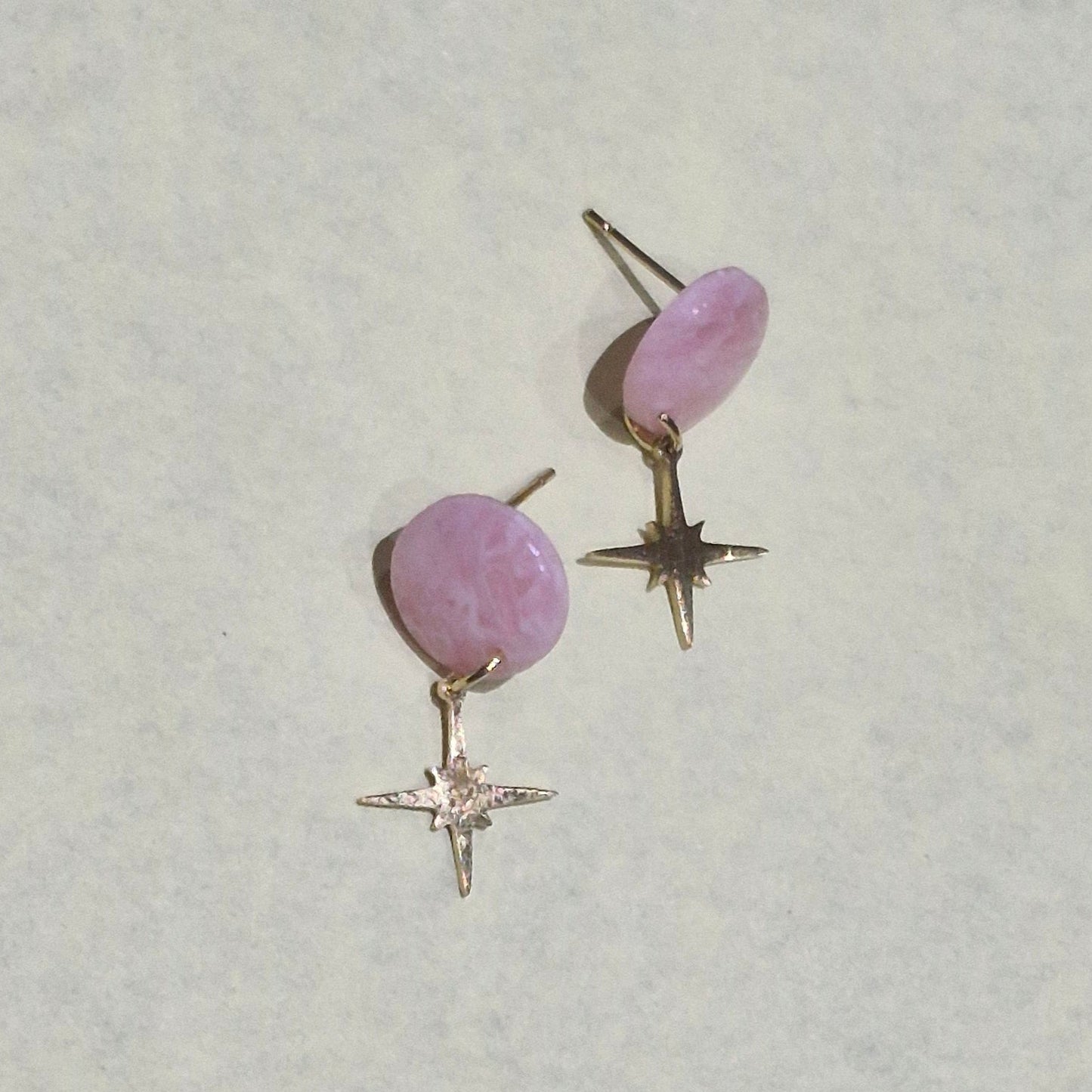 Pink quartz Charm studs