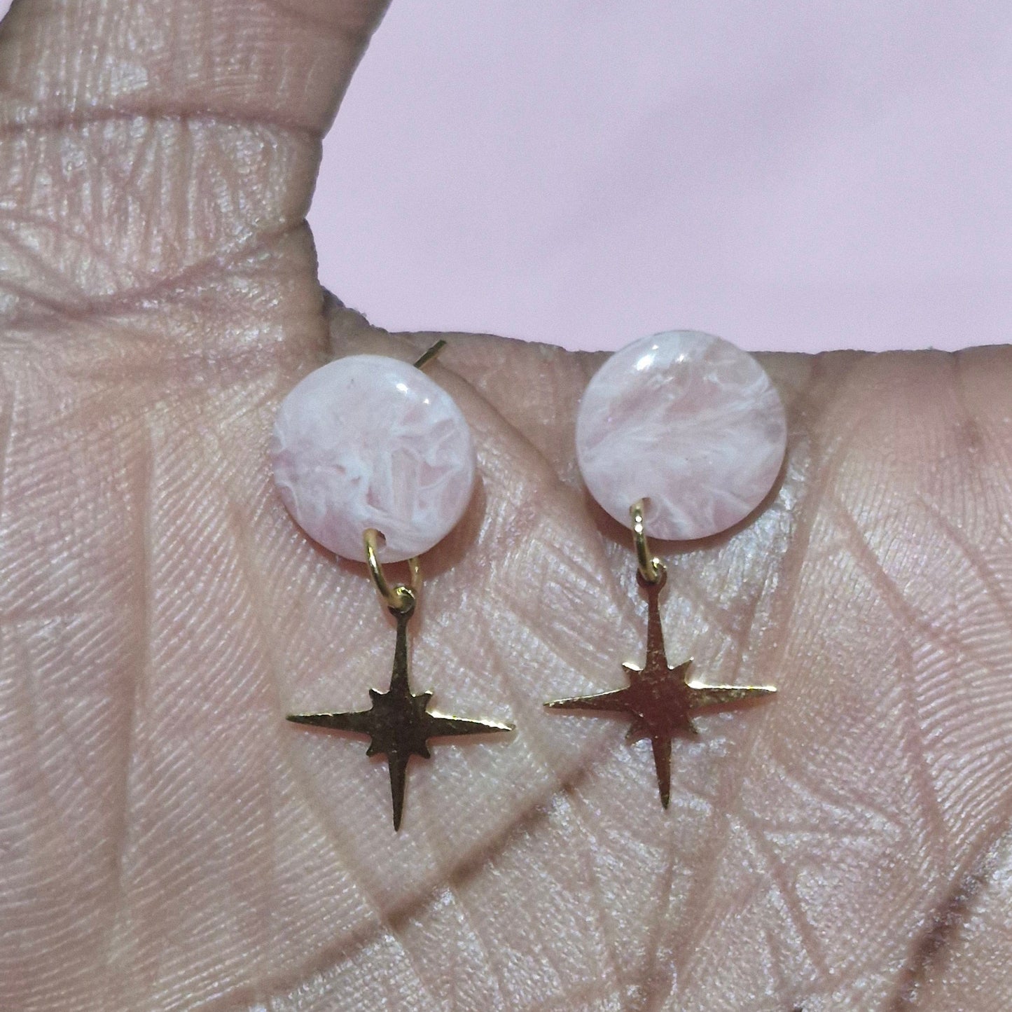 Pink quartz Charm studs