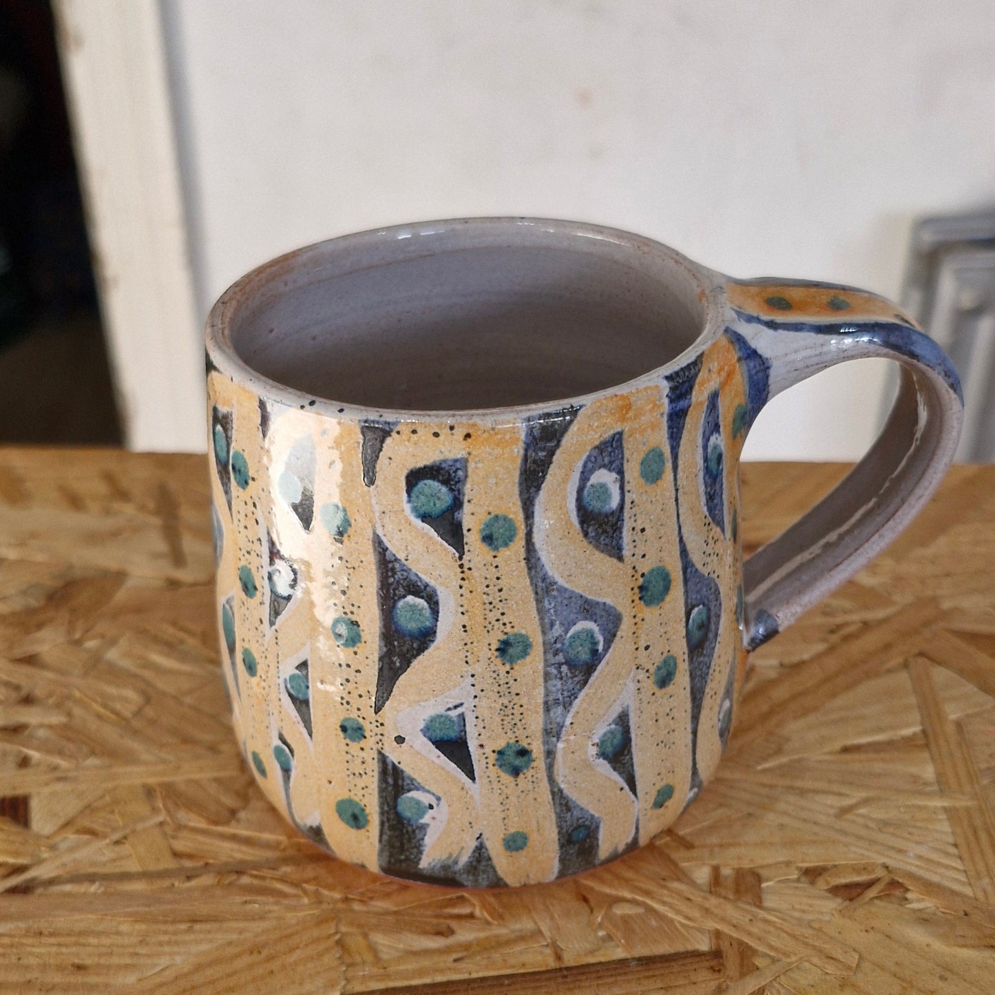 Aztec pattern inspired ceramic mug