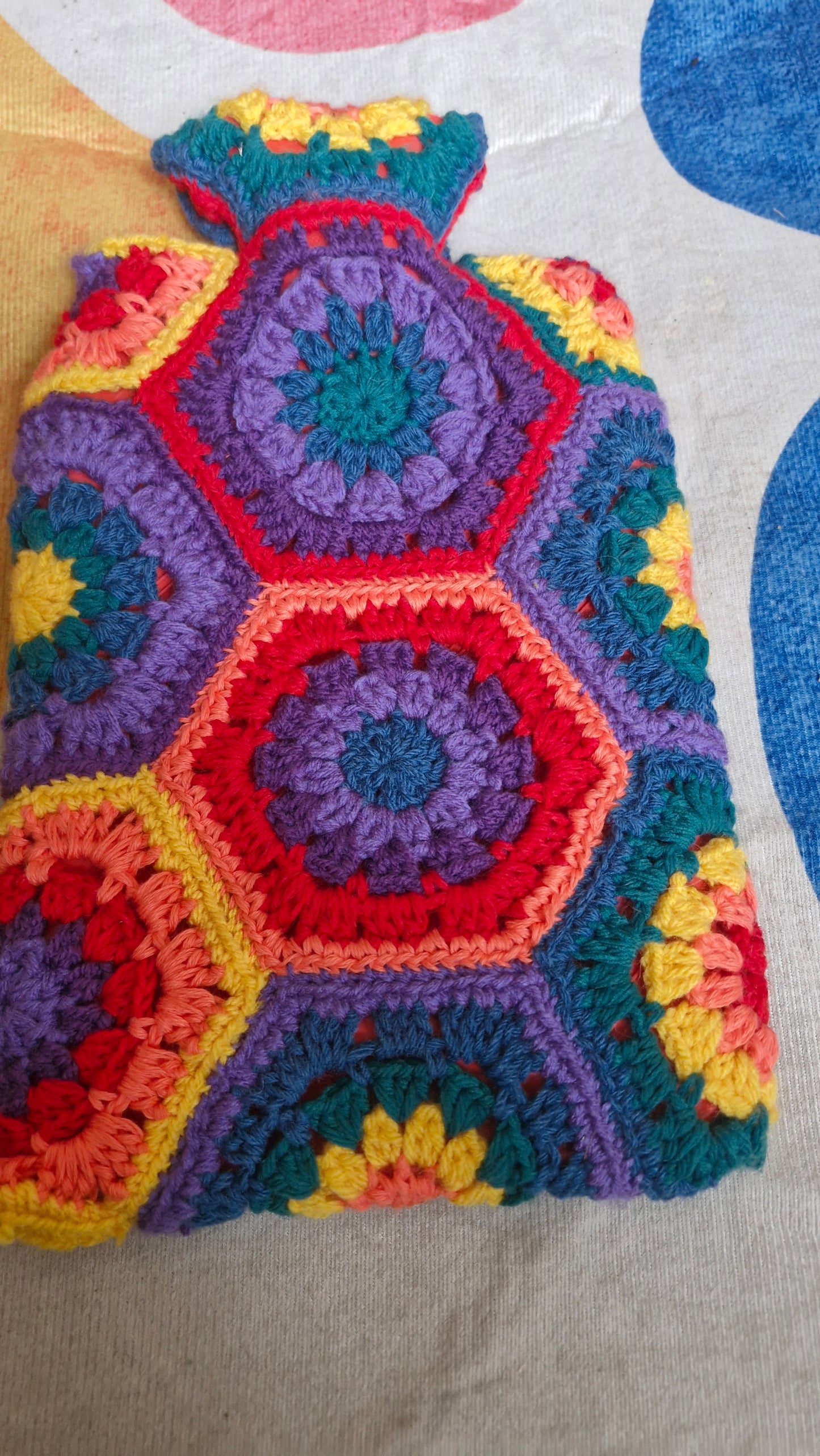 Granny square crochet hot water bottles