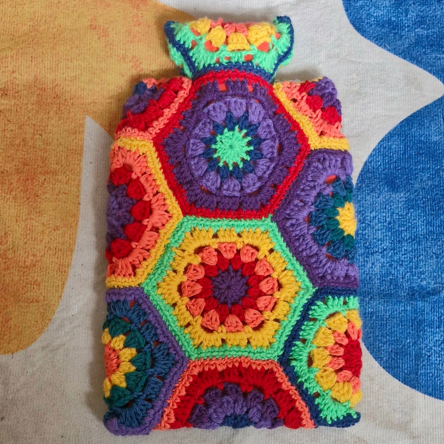 Granny square crochet hot water bottles