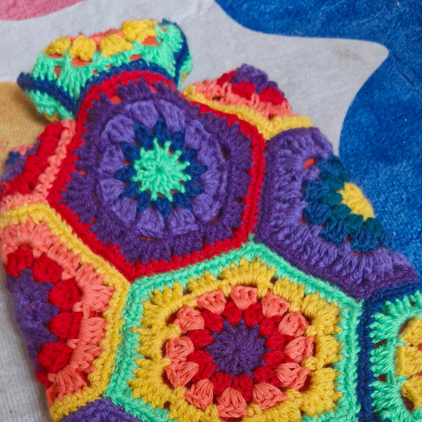 Granny square crochet hot water bottles