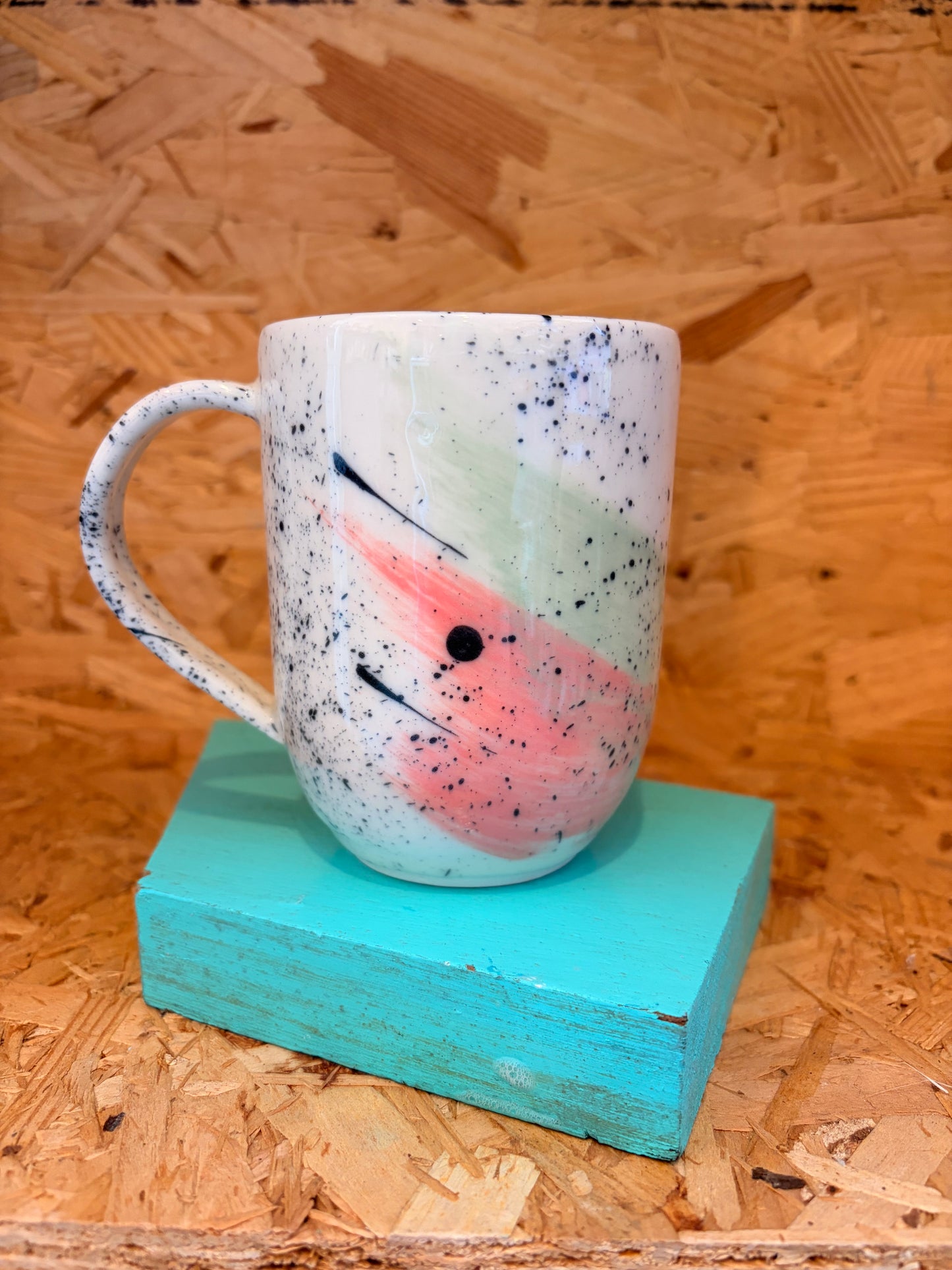 Watermelon glaze Hand built ceramic mug