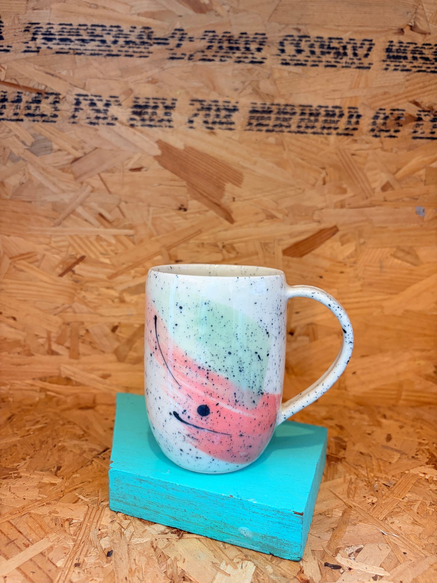 Watermelon glaze Hand built ceramic mug