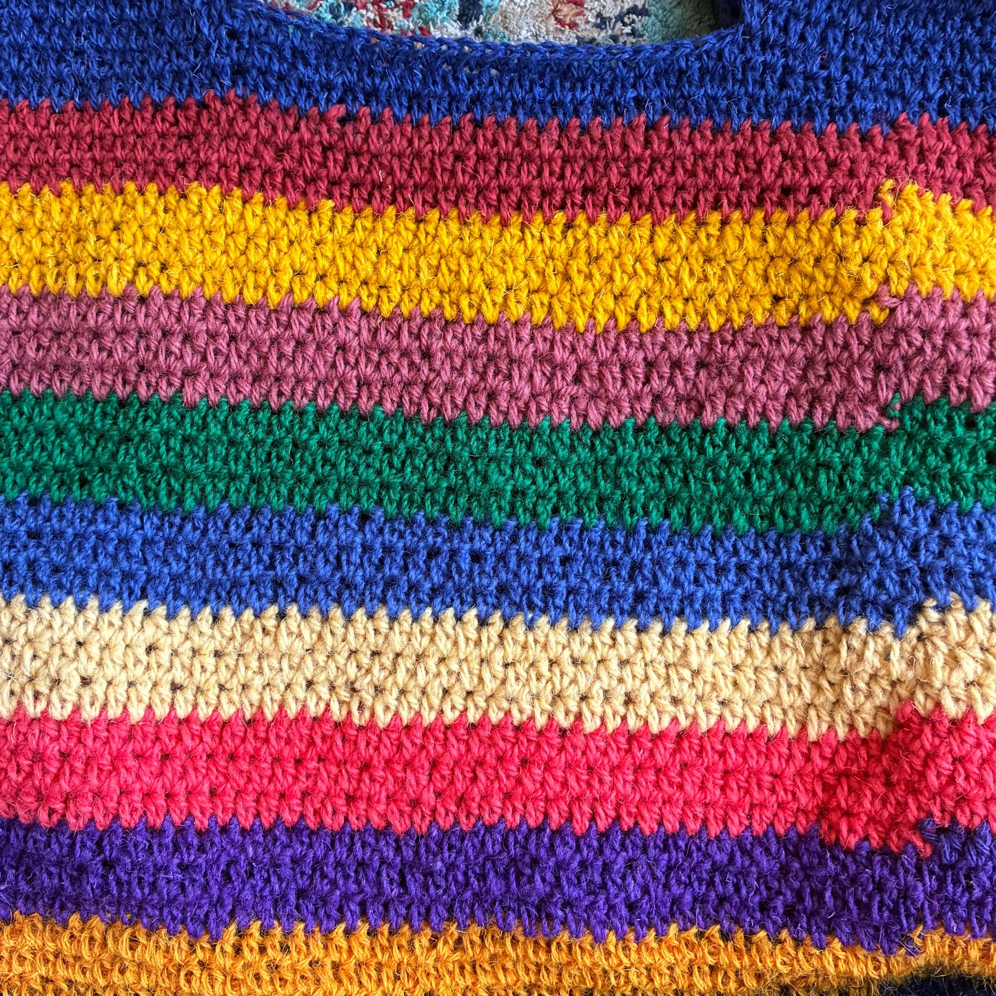 Striped crochet shopper style bag