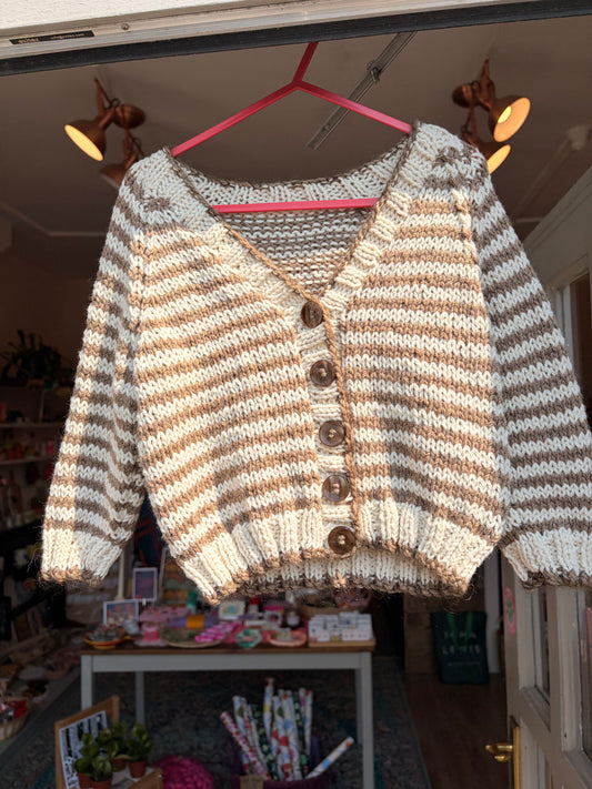 Caramel striped knitted Cardigan