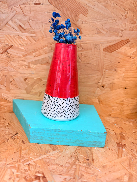 Ceramic red dotty bud vase