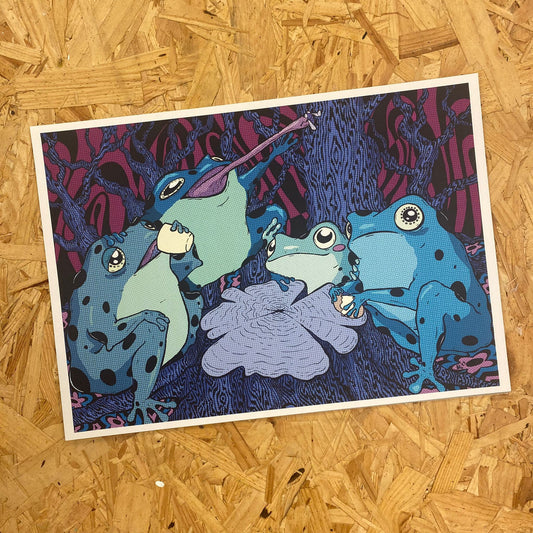 A4 Frogs and tree stump print