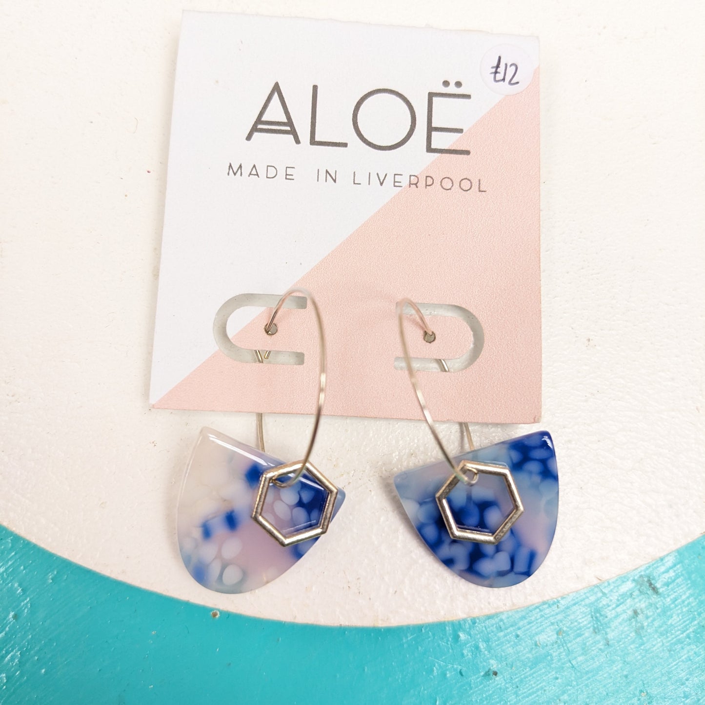 Mottled Blue half oval earrings