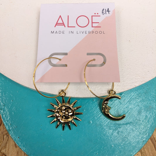 Sun and Moon hoop earrings