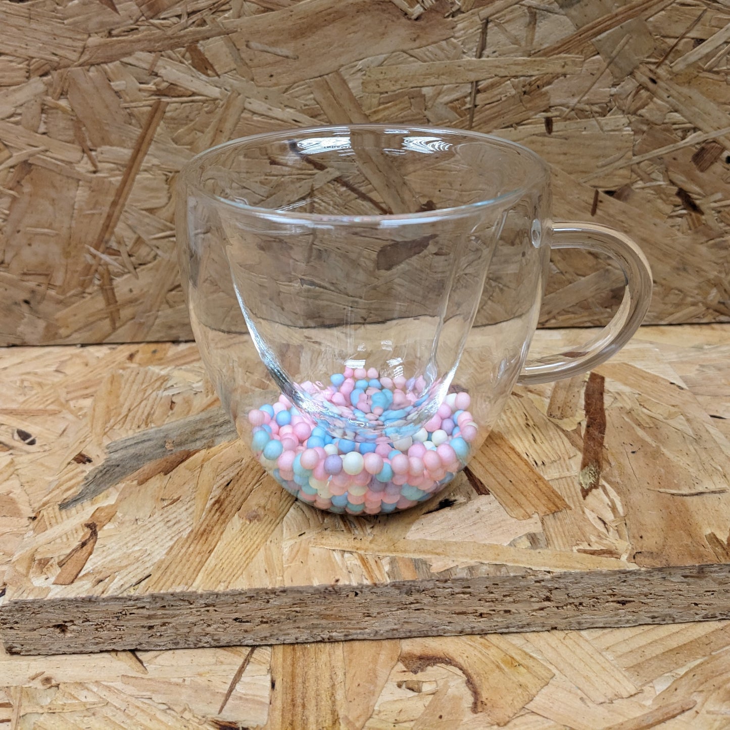 Double layer glass pastel shaker mug