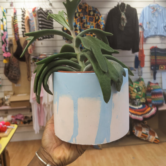 Large blue drip effect plant pot 15cm