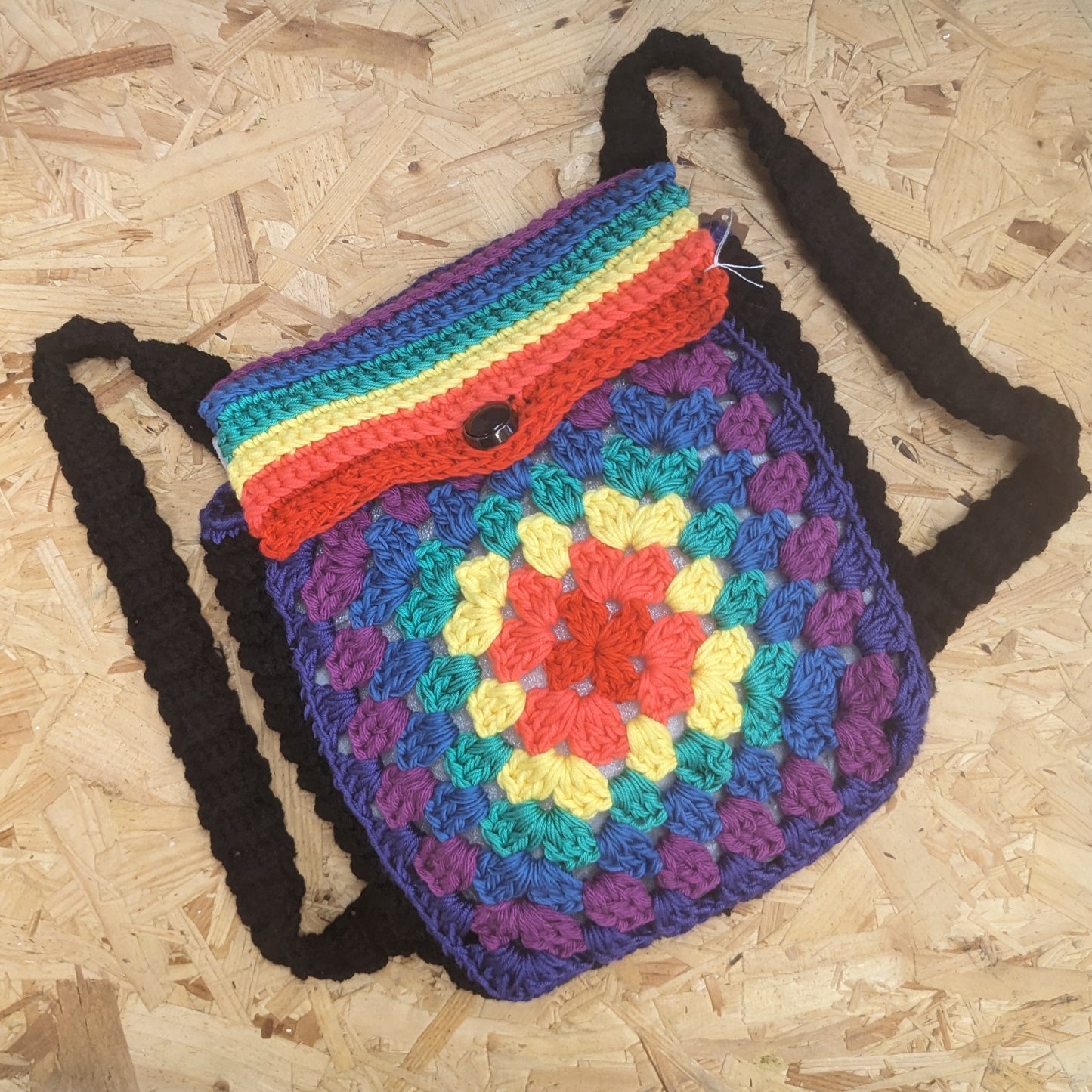 Crochet granny square backpack