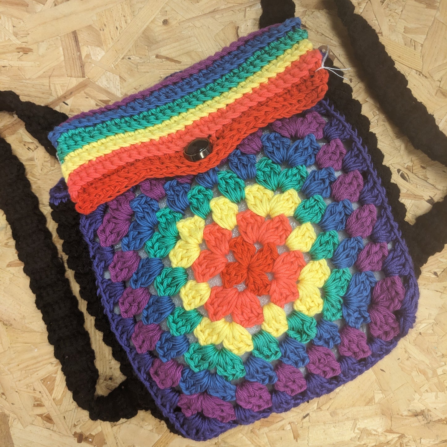 Crochet granny square backpack