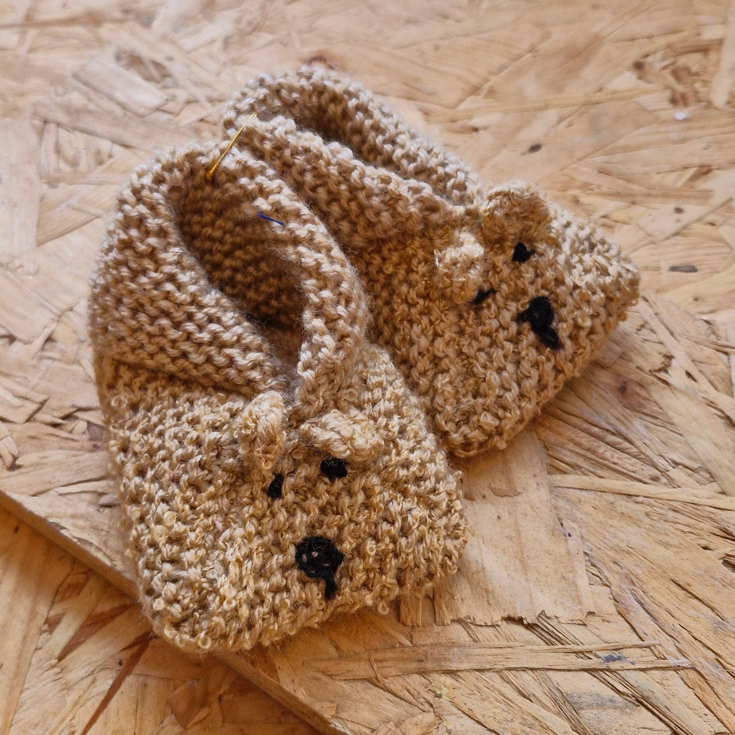 Knitted Teddy bear baby booties