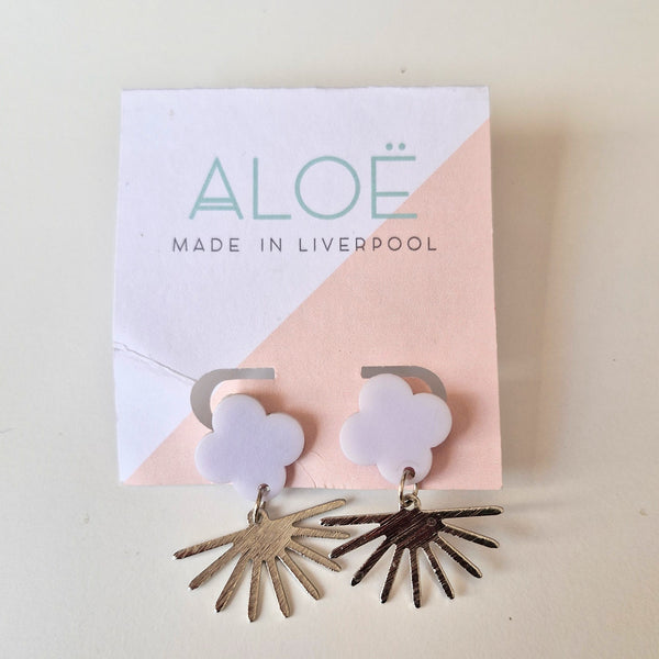 Soft lilac cloud burst stud earrings