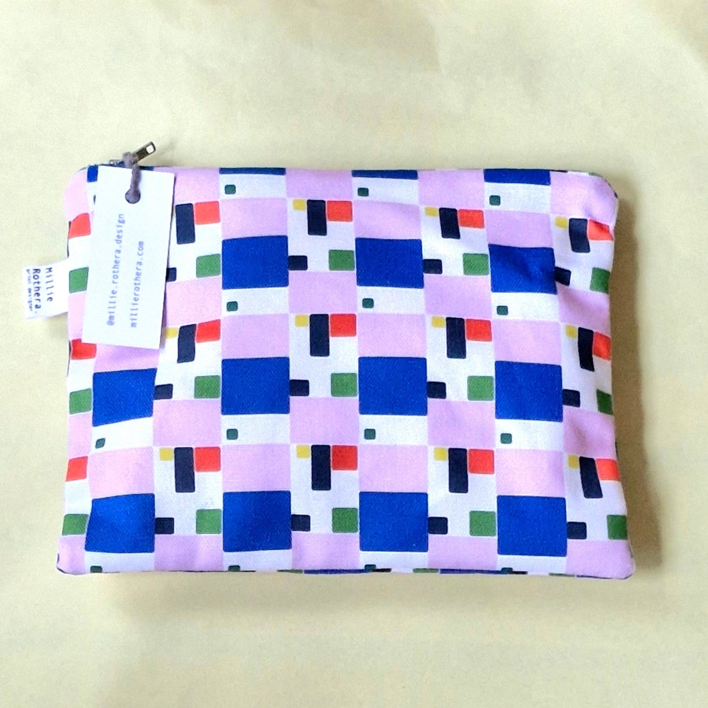 Mondrian inspired handmade pouch